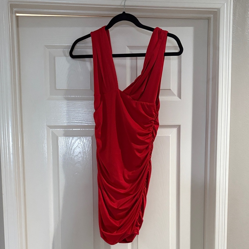Elegant Red Ruched Dress
